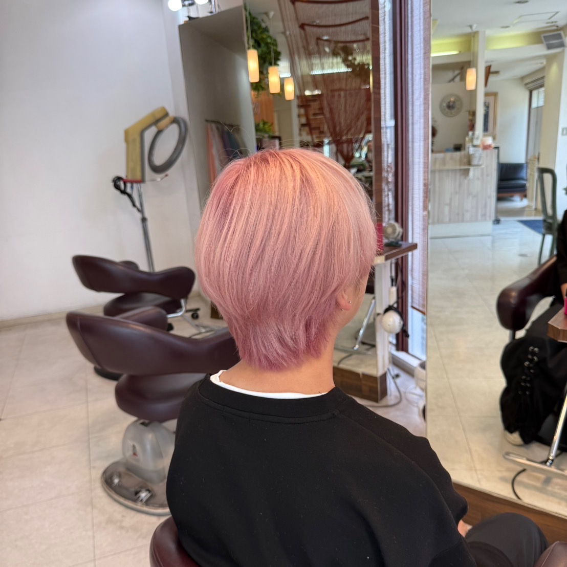 ペールピンク ダブルカラー 神戸市東灘区 美容室COSMOS